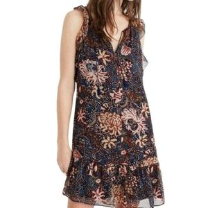 Madewell Ruffle Hem Dress in Floral Mix Print Size S Small - Bohemian